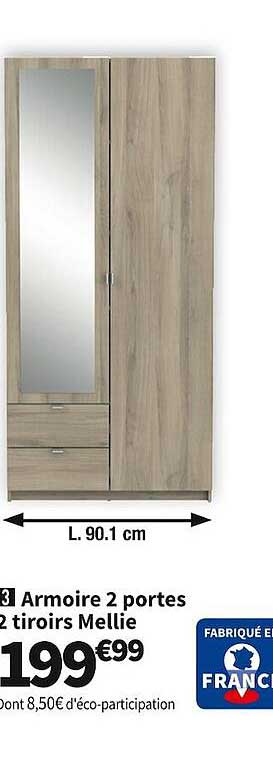 Armoire 2 Portes 2 Tiroirs Mellie