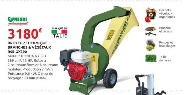 Broyeur Thermique Branches & Végétaux R95-gx390 Negri