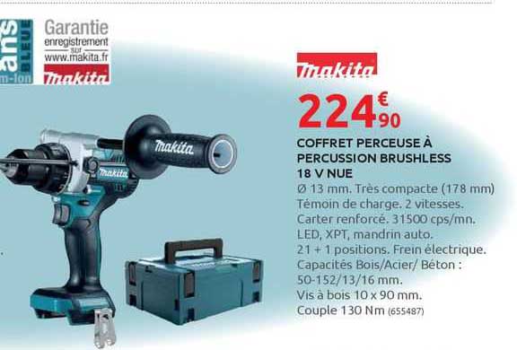 coffret perceuse à percussion brushless 18 v nue makita