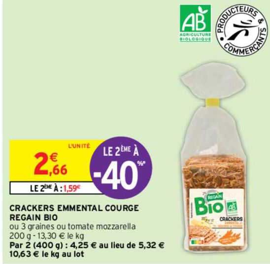 Crackers Emmental Courge Regain Bio