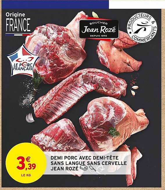 demi porc avec demi-tête sans langue sans cervelle jean rozé