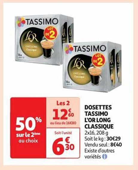 Dosettes Tassimo L'or Long Classique