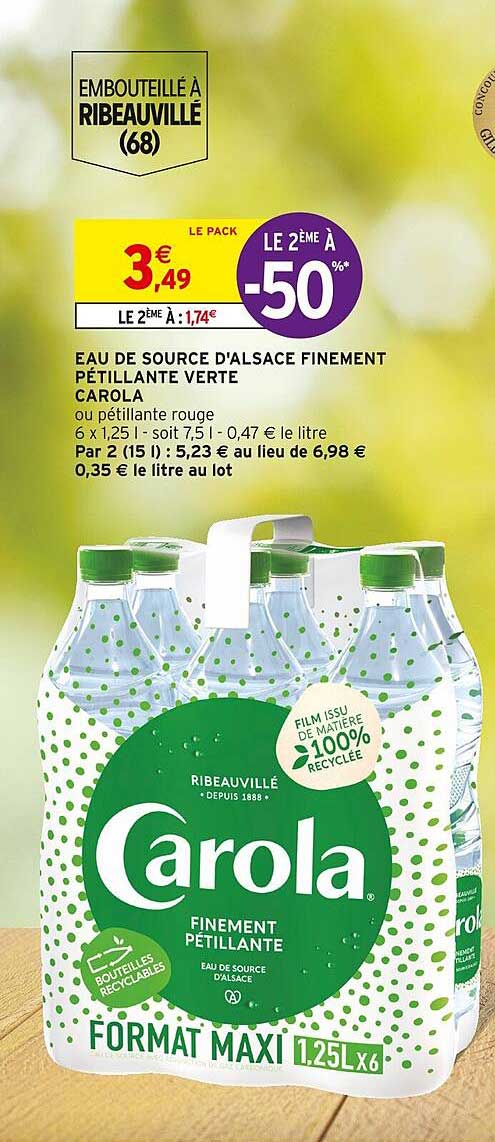 eau de source d'alsace finement pétillante verte carola