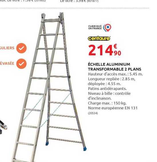 échelle aluminium transformable 2 plans centaure