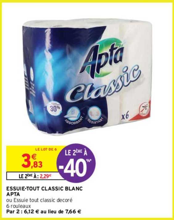 essuie-tout classic blanc apta