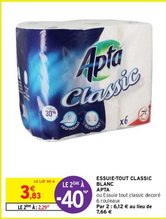 essuie-tout classic blanc apta