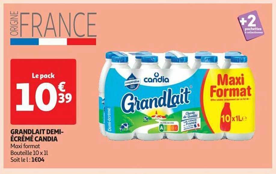 grandlait demi-écrémé candia