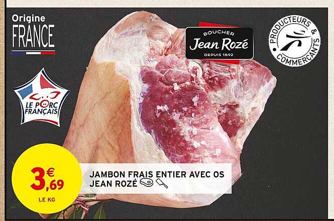jambon frais entier avec os jean rozé