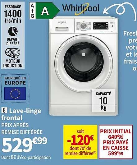 lave-linge frontal whirlpool