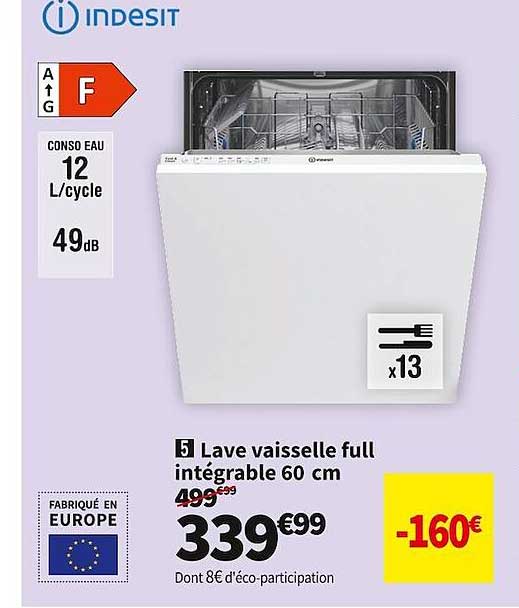lave vaisselle full intégrable 60 cm indesit