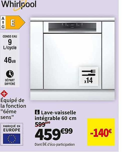 lave-vaisselle intégrable 60 cm whirlpool