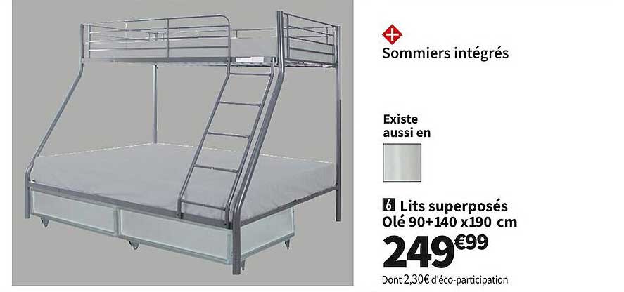 lits superposés olé 90 140 x 190 cm