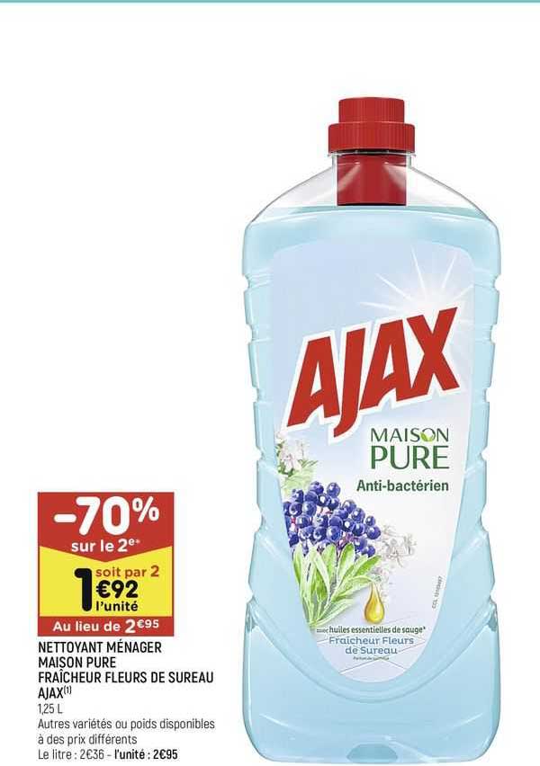 nettoyant ménager maison pure fraîcheur fleurs de sureau ajax