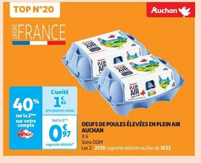 œufs de poules élevées en plein air auchan