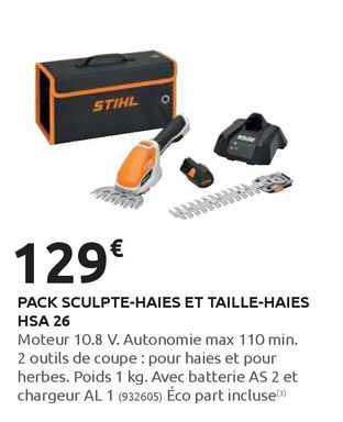 pack sculpte-haies et taille-haies hsa 26 stihl