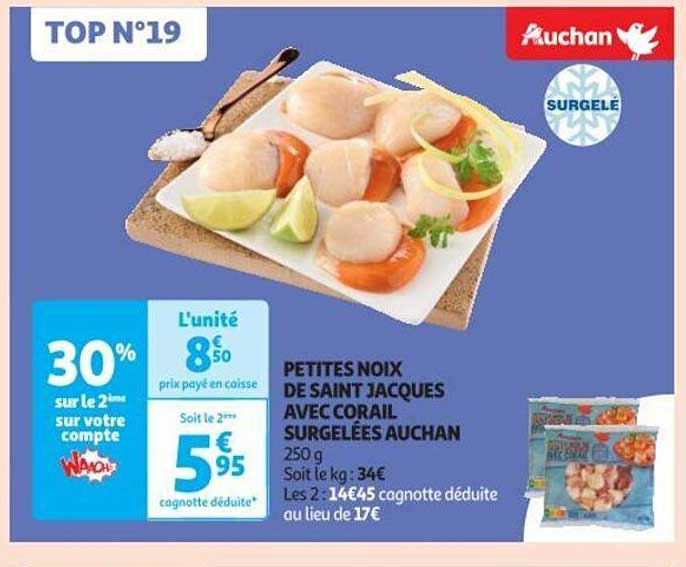 petites noix de saint jacques avec corail surgelées auchan