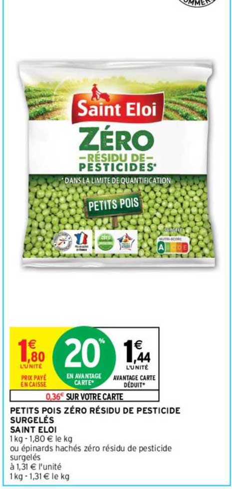 petits pois zéro résidu de pesticide surgelés saint éloi
