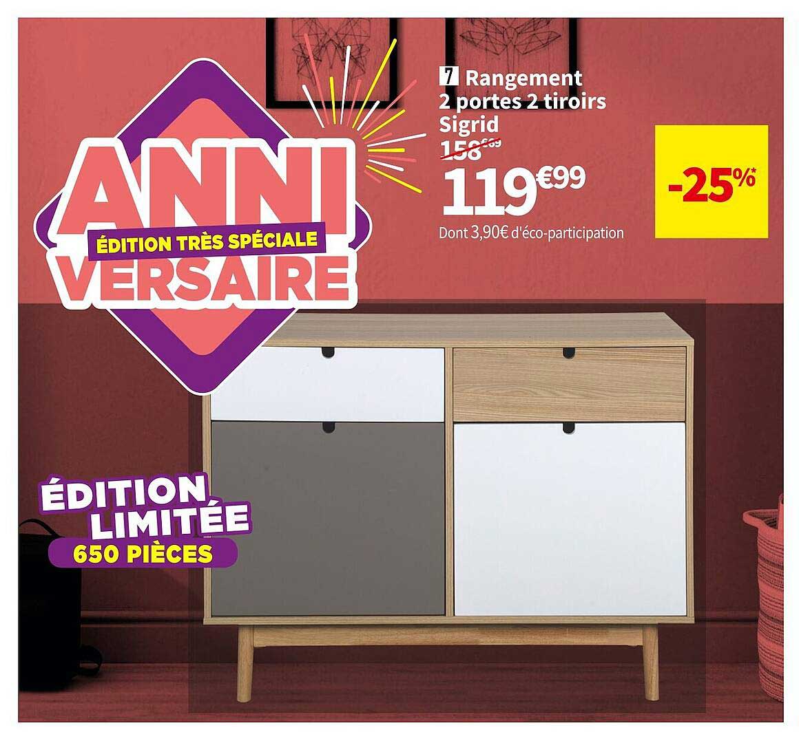 rangement 2 portes 2 tiroirs sigrid