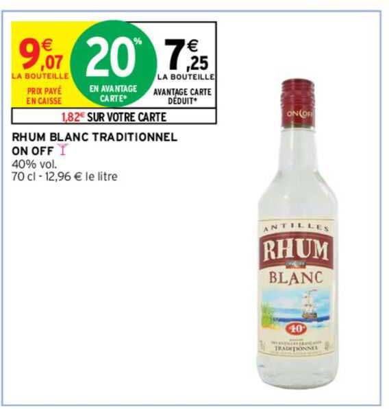 rhum blanc traditionnel on off