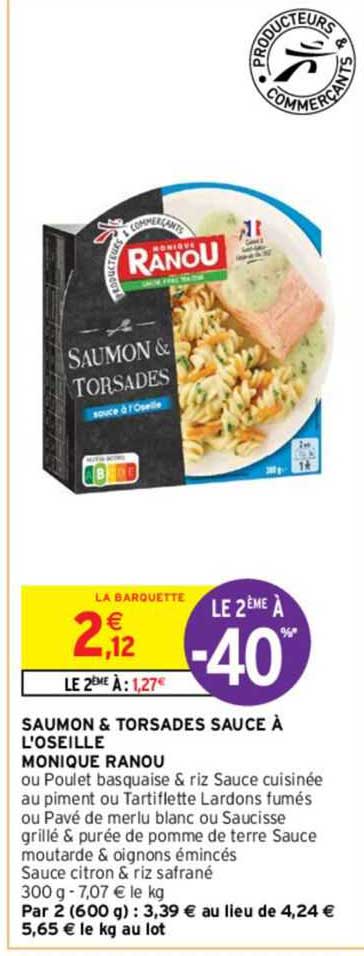 saumon & torsades sauce à l'oseille monique ranou