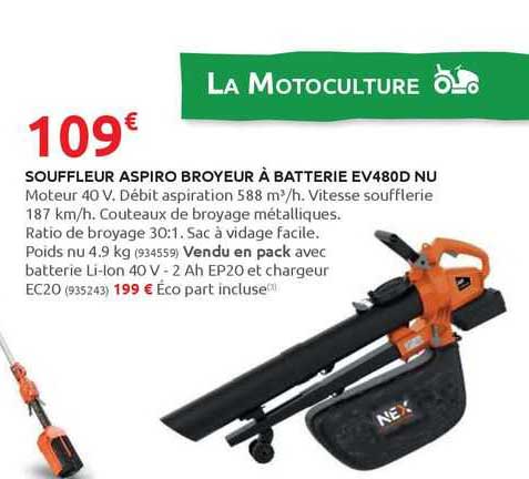 souffleur aspiro broyeur à batterie ev480d nu