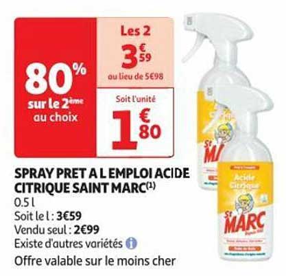 spray prêt à l'emploi acide citrique saint marc