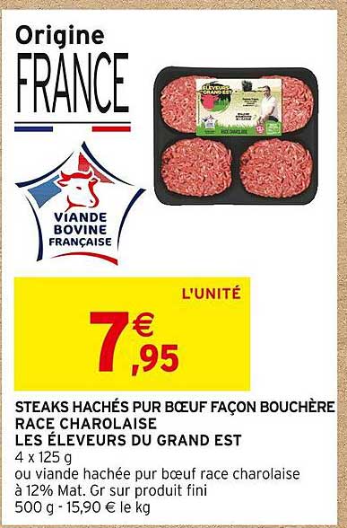 steaks hachés pur bœuf façon bouchère race charolaise les éleveurs du grand est