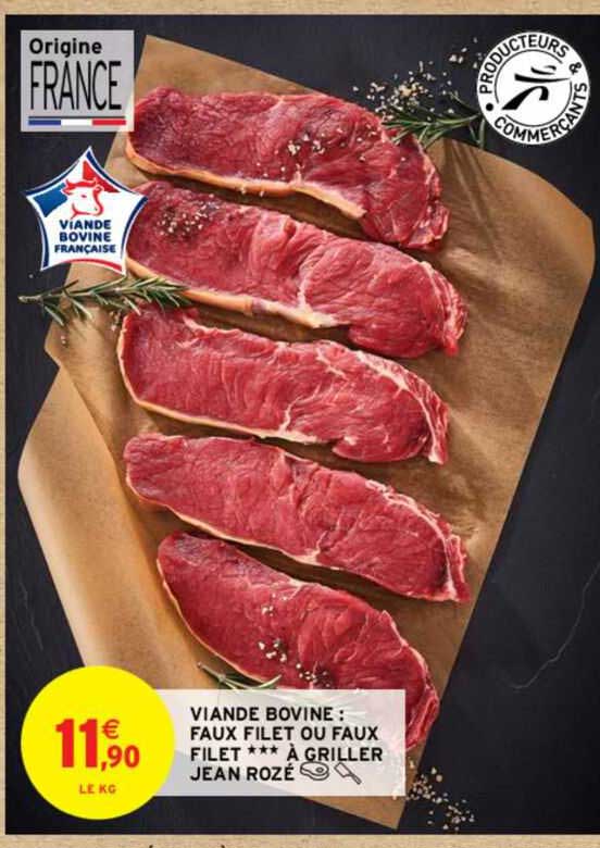 viande bovine : faux filet ou faux filet *** à griller jean rozé