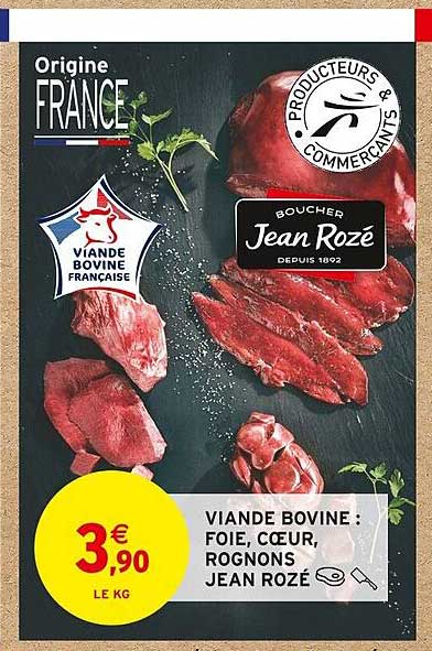 viande bovine : foie, cœur, rognons jean rozé