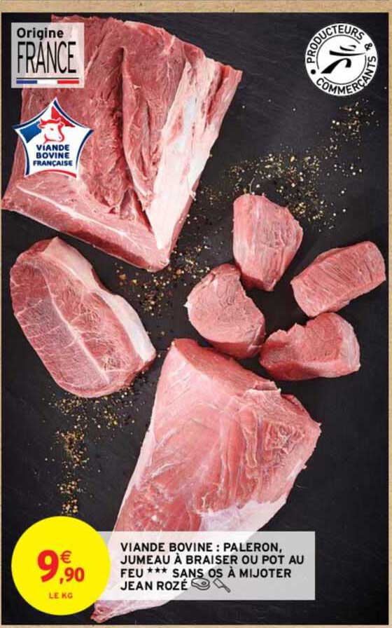 viande bovine : paleron, jumeau à braiser ou pot au feu *** sans os à mijoter jean rozé