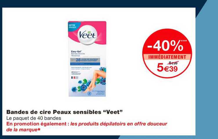 bandes de cire peaux sensible veet