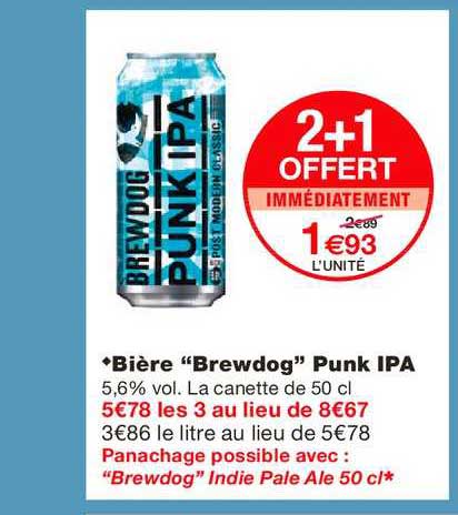 bière brewdog punk ipa 2+1 offert
