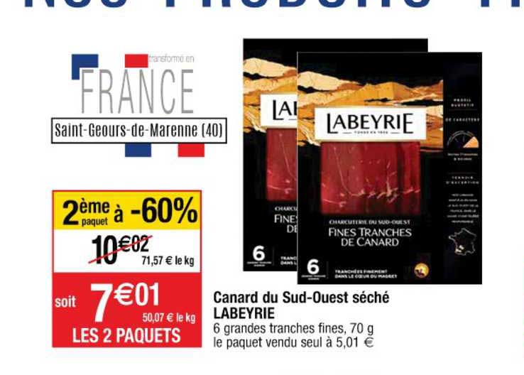 canard du sud ouest séché labeyrie 2ème paquet à -60%