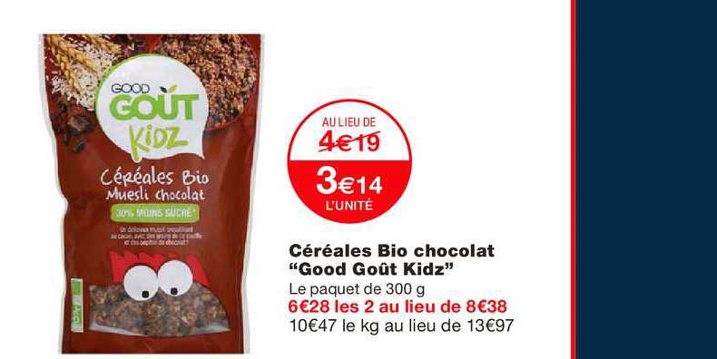 céréales bio chocolat good goût kidz