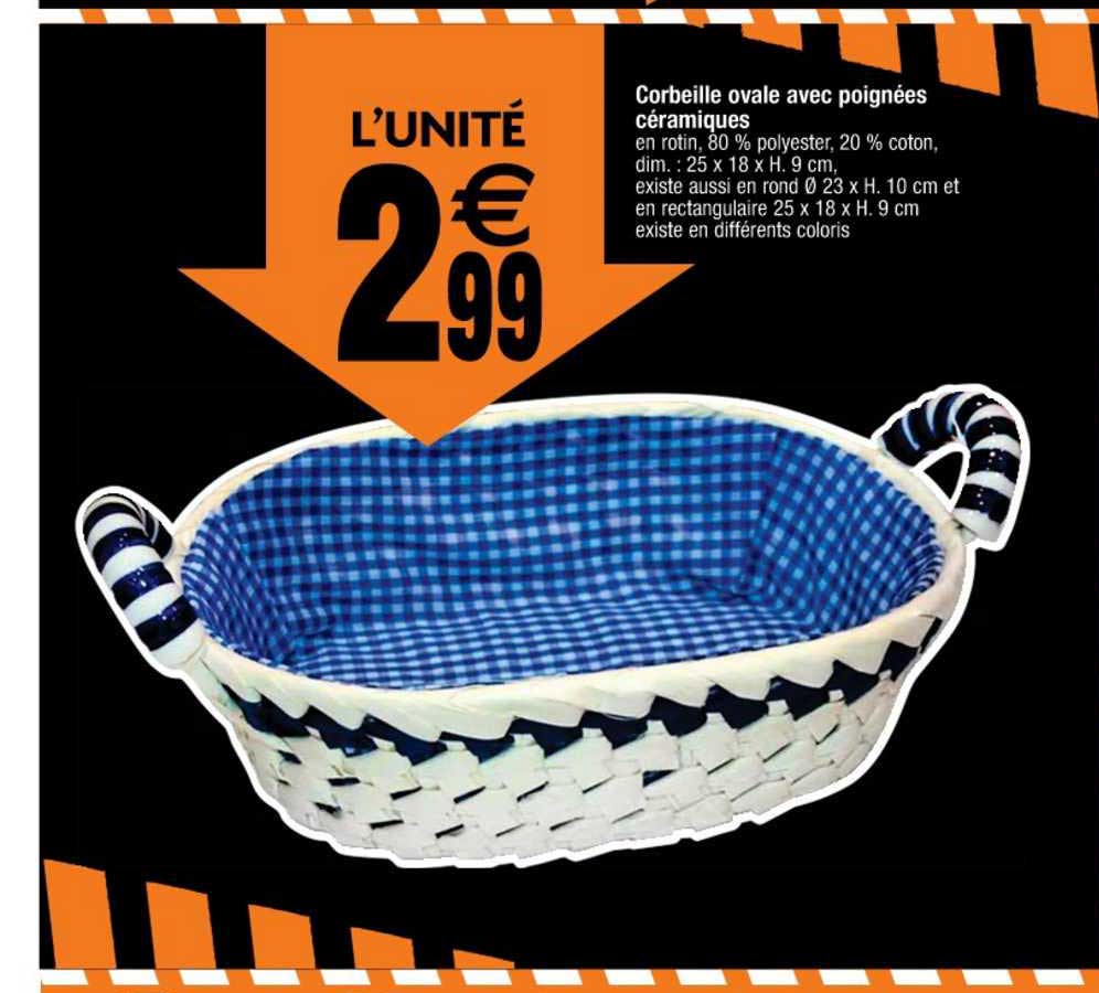 corbeille ovale avec poignée céramiques