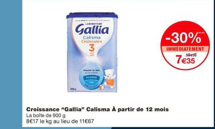 croissance gallia calisma à partir de 12 mois