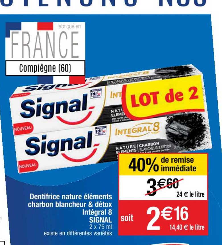 Dentifrice Nature éléments Charbon Blancheur & Détox Intégral 8 Signal 40% De Remise Immédiate