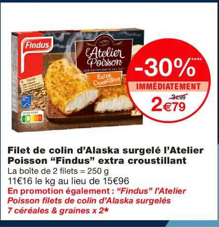 filet de colin d'alaska surgelé l'atelier poisson findus extra croustillant