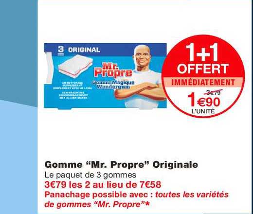 gomme mr. propre originale 1+1 offert