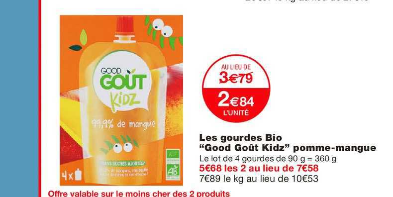 les gourdes bio good goût kidz pomme mangue
