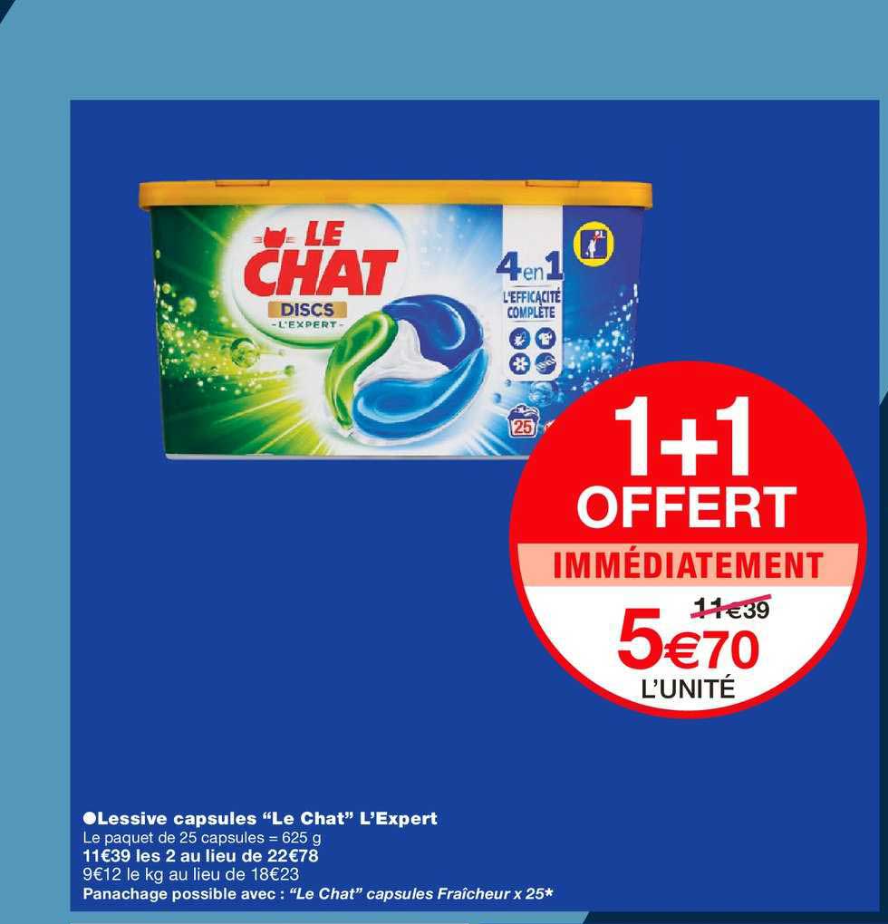 Lessive Capsules Le Chat L'expert 1+1 Offert