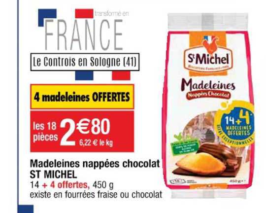 madeleines nappées chocolat st michel 4 madeleines offertes