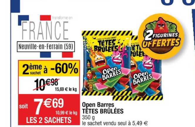 open barres têtes brûlées 2ème sachet à -60%