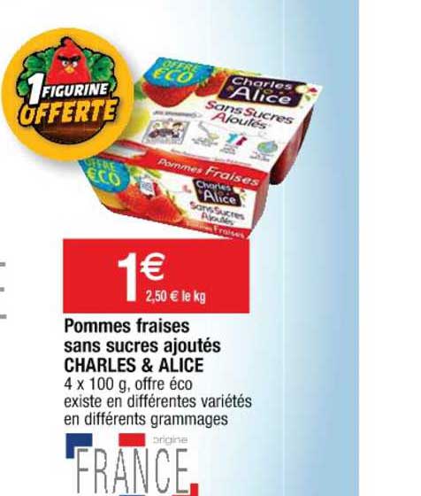 Pomme Fraises Sans Sucres Ajoutés Charles & Alice