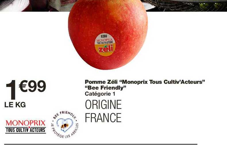 pomme zéli monoprix tous cultiv'acteurs bee friendly