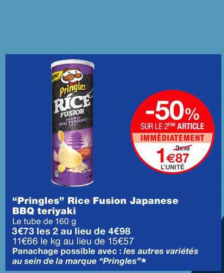 pringles rice fusion japanase bbq teriyaki -50% sur le 2ème article immédiatement