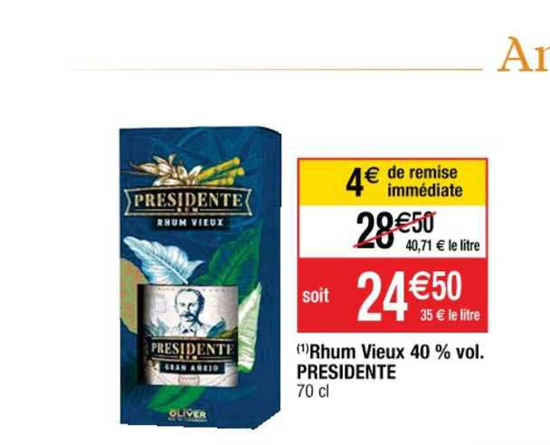 rhum vieux 40% vol. presidente