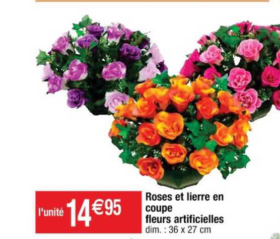 roses et lierre en coupe fleurs artificielles