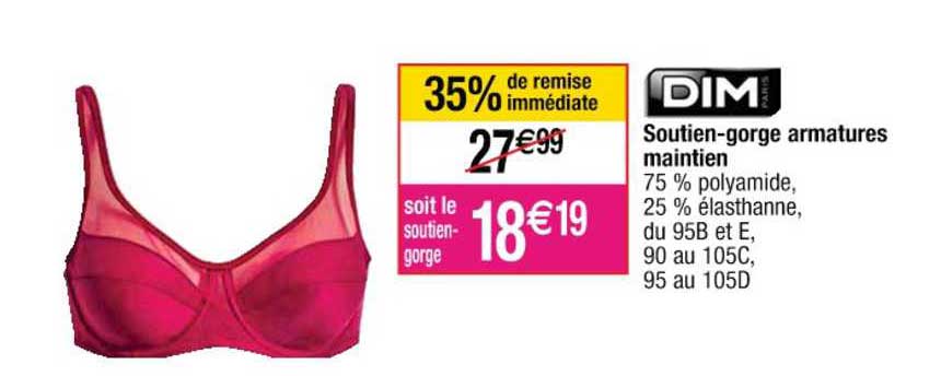 soutien gorge armatures maintien dim 35% de remise immédiate