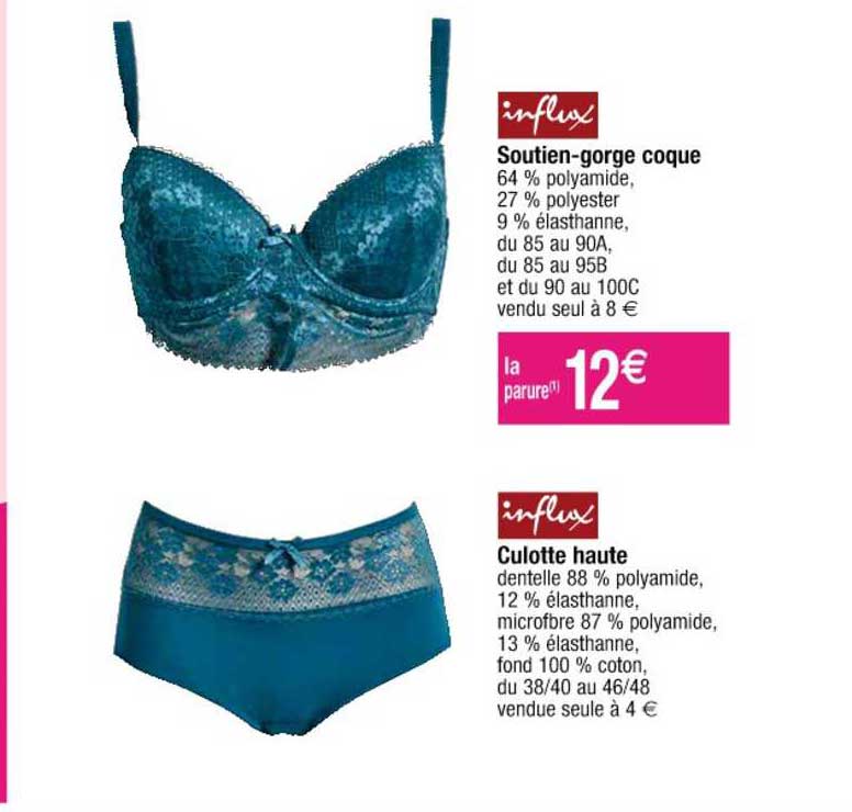 soutien gorge coque culotte haute influx